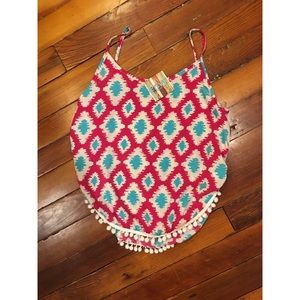 Hot pink & turquoise patterned tank